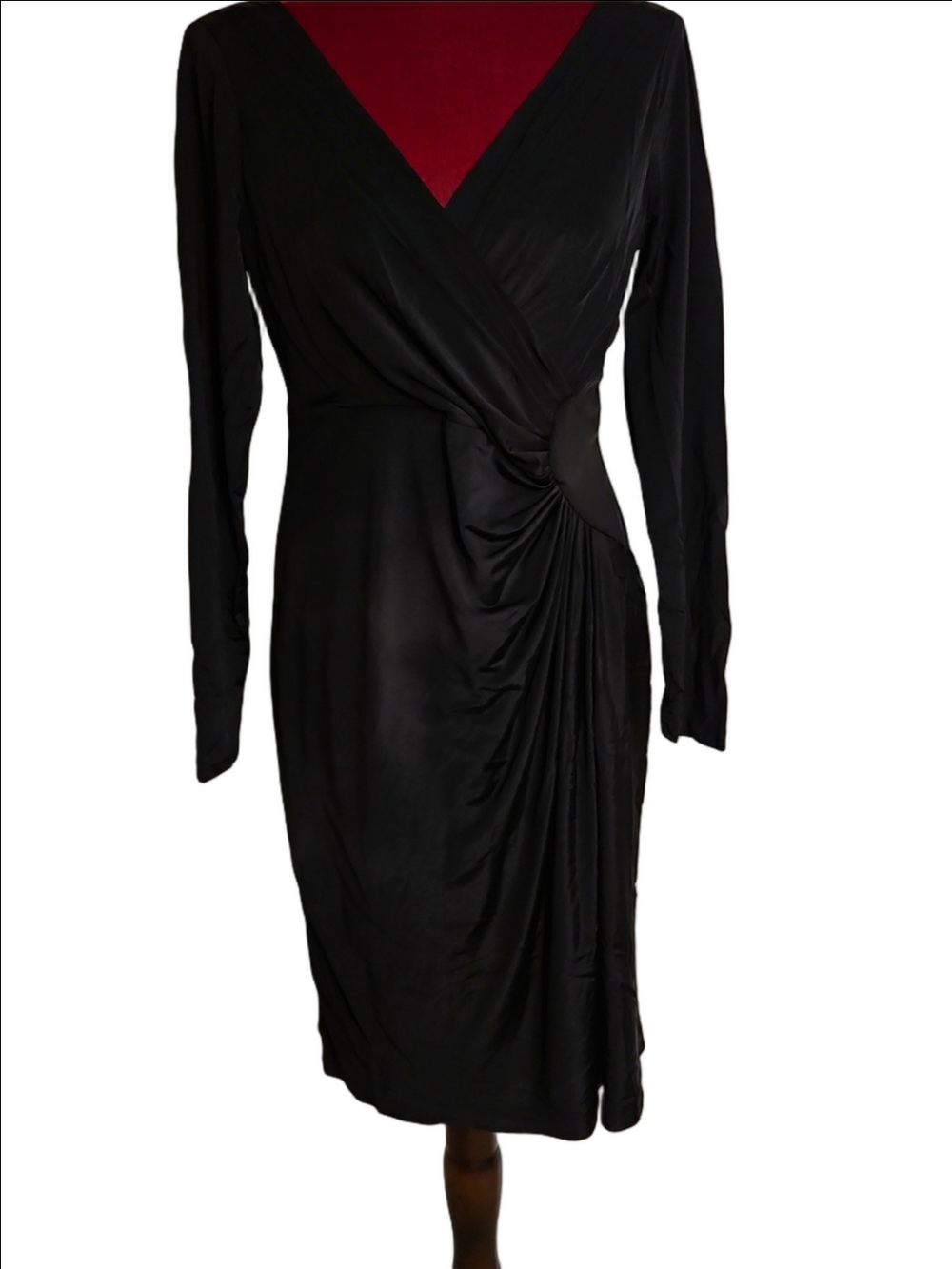 Anne Klein Draped Long-Sleeve Wrap Dress Size 8
